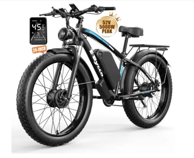Biike elétrica para adultos, motores peakk Duaal de 5000W, bateria de 52V 32Ah de até 100 miless, 40-45MPH Fasst Ebike, pneu gordo