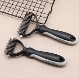 Dupla face Pet Grooming escova, derramamento e dematting Undercoat Rake pente para cães e gatos, 1PC - Image 1