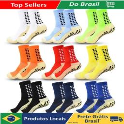Meias Esportivas Futebol Algodão Antiderrapantes De Alta Qualidade - Image 1