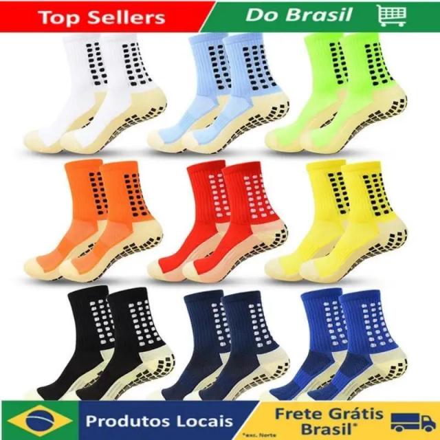 Meias Esportivas de Algodão Antiderrapantes para Futebol de Alta Qualidade