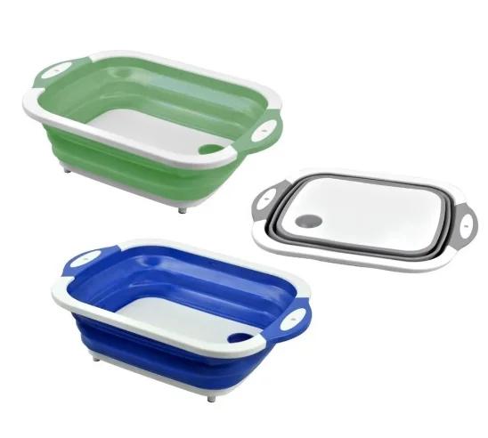 Tábua Escorredora Retrátil 3 em 1 em Silicone para Cozinha Multifuncional