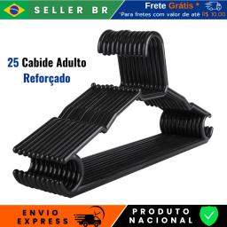 Kit 25 Cabide Adulto Preto Reforçado Premium Acrílico de Guarda-Roupas para Camiseta Calça Vestido Casaco Moletom - Image 1