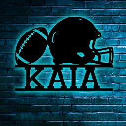 Personalizado Rugby Player Ball Helmet LED Neon Wall Lamp Nome Personalizado Número Futebol Colorido Night Light Para Decoração Do Quarto - Image 5