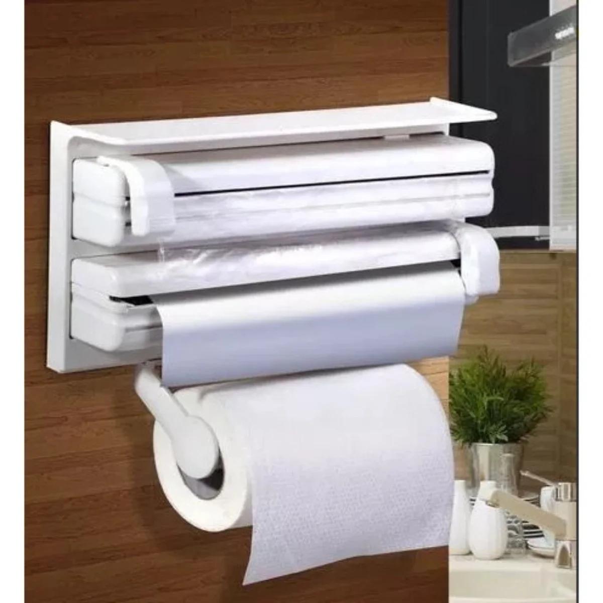 Organizador e Cortador de Papel Filme e Alumínio - Porta Papel Toalha Cozinha Prático - Image 1