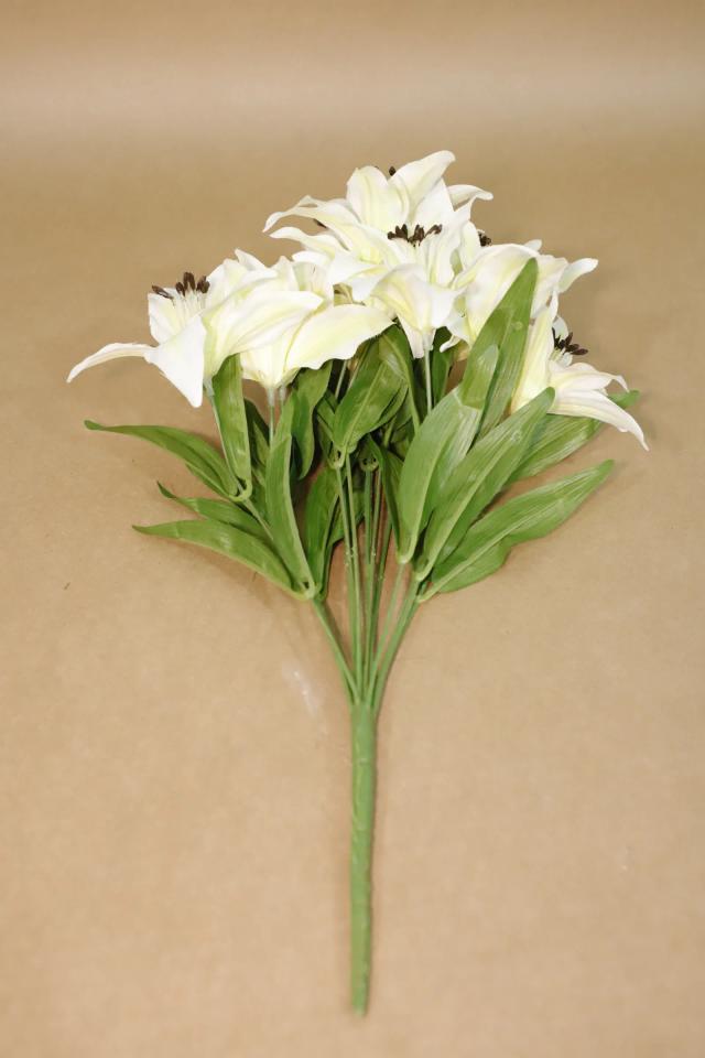Buquê de Lírio com 18 Flores Brancas de 45 cm - Flores Artificiais Personalizadas com Envio Rápido para Todo o Brasil