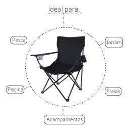 Cadeira Dobrável Resistente Com Bolsa Porta Copos Camping - Image 2