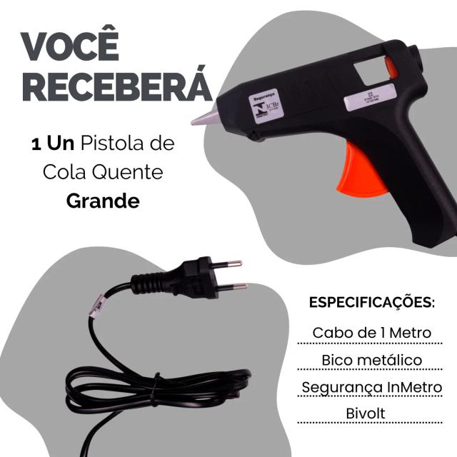 Pistola de Cola Quente Bivolt com Bastões - Kits Pequeno e Grande para Todos os Projetos