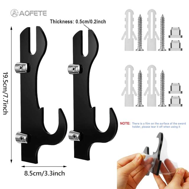 Suporte Ajustável para Espadas Samurai em Acrílico - Gancho de Exposição para Decoração de Parede DIY, 1 Par