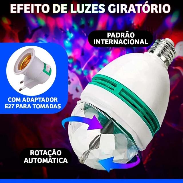 Globo Luminoso LED RGB com Luz Giratória para Festas e Boates