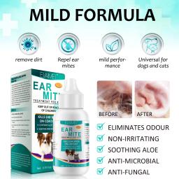 Tratamento com Aloe para Ácaros de Orelha em Animais de Estimação Remédio Mata Carrapatos Alivia Coceira Acalma as Orelhas com Aloe Pacote com 2 Garrafas para Cães e Gatos - Image 2