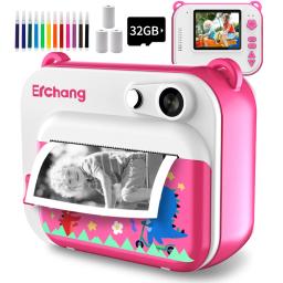 Câmera fotográfica instantânea com impressora térmica para crianças, câmera fotográfica digital, vídeo 1080p, presente de aniversário das crianças, DIY - Image 1