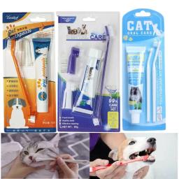 Kit escova de dentes e creme dental para Pet, cão e gato, Dente Oral Cleaner, Kitten Puppy Gel, Pet Grooming Supplies - Image 1