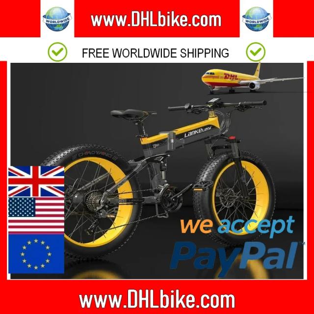 Lankeleisi-bicicleta dobrável elétrica, mountain bike, 1000w, 48v, 26 polegadas