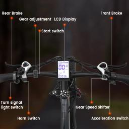 GUNAI-Bicicletas elétricas de motor duplo para adultos, Ebike com pneu gordo, 26in, 21 velocidades, 48V, bateria 23AH, 21 velocidades, estoque da UE, 2000W - Image 4
