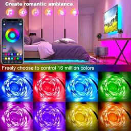 Luzes LED RGB flexíveis para decoração de quarto, fita de controle remoto, sincronização de música, WS2812b, USB 5V, lâmpada para quarto, festa, TV, mesa, quarto, 5050 - Image 2
