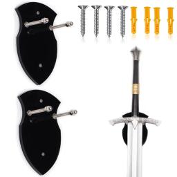 Parede montado Sword Cards, Black Sword Stand, Cartão acrílico, Display Card, Escudo com Hardwar - Image 1
