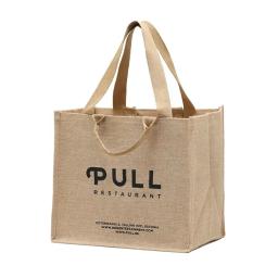 Reutilizável Natural Juta Hessian Serapilheira, Mercearia Beach Bag, alça dupla, seu logotipo para viagem toalha casamento, atacado, 100pcs por lote - Image 1