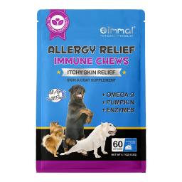 Suplemento para alergias em cães, petiscos para alívio da coceira na pele e pelagem, com Ômega 3, 60 comprimidos de tratamento para alívio de alergias, enzimas de abóbora e sabor a Pato de Pequim - Image 6