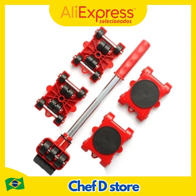 Conjunto Completo de Ferramentas para Mover Móveis com Rolos de Transporte Resistentes e Levantadores Eficientes