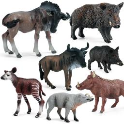 Simulação Javali Selvagem Okapi Gnu Africano Animal Figuras de Ação, Floresta Babirusa, Vida Selvagem Figurinhas, Brinquedo do miúdo Presente - Image 1