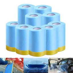 Filme de mascaramento pré-gravado, plástico, fita automotiva dos pintores para a pintura, Sheting do pano da gota, nenhum resíduo, 3 5 10 Rolls, 82ft - Image 1