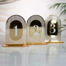 Números de mesa em arco de casamento prateado, decoração moderna para eventos de festa, números de mesa acrílicos, espelho dourado 3d, sinais de mesa - Image 2