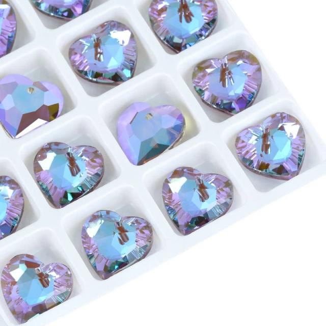 Pingentes de Corte de Coração em Cristal da Áustria com Strass, 12 Peças de Jóias de Vidro e Gemas para Colar DIY