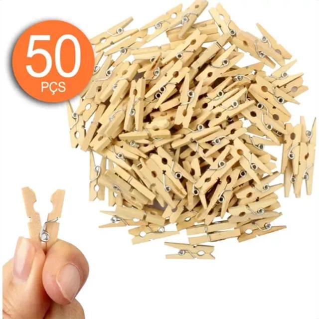 Grampo Pregador para Fotos 50 Unidades 2,5cm Ideal para Organizar e Exibir Lembranças