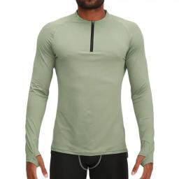 Camisas de compressão com furos masculinos, camada de base, mangas compridas, camiseta atlética de absorção de umidade, blusa de pesca ativa, zip 1/4 - Image 2