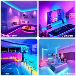 Luzes LED RGB flexíveis para decoração de quarto, fita de controle remoto, sincronização de música, WS2812b, USB 5V, lâmpada para quarto, festa, TV, mesa, quarto, 5050 - Image 6