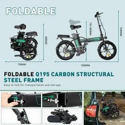 Bicicleta elétrica para adultos, bicicleta elétrica com bateria removível de 36v/12ah 16 "x 3.0 pneu gordo dobrável bicicleta elétrica motor 500w - Image 3