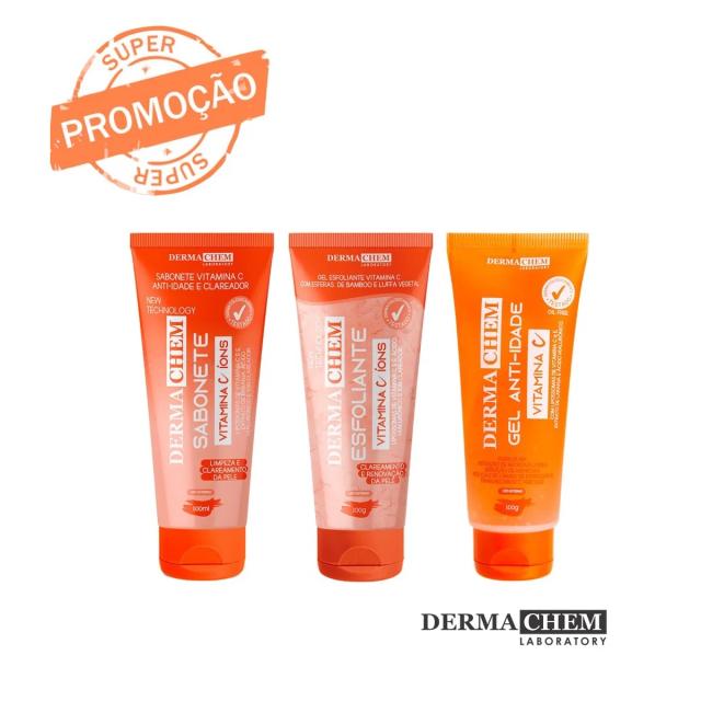 Kit de Sabonete Esfoliante Gel Dermachem com Vitamina C e Efeito Anti-Idade