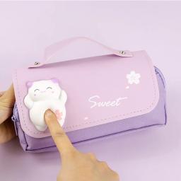 Estojo para Lápis Kawaii para Meninas, Saco De Armazenamento De Caneta de Grande Capacidade, Bolsa De Descompressão, Papelaria Criativa Coreana, Material Escolar, Bonito - Image 1