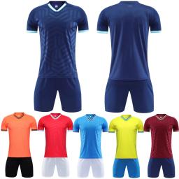 Camisas de futebol personalizadas ajustadas para homens e mulheres, manga curta, secagem rápida, uniforme de treinamento de futebol, roupas esportivas, menino, menina, crianças, 2 peças - Image 1