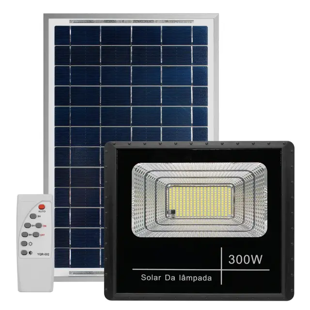 Refletor Solar LED 300W com Placa e Bateria à Prova D'Água