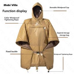 MOBI JARDIM-Camping Manto Wearable com Cap, Saco de dormir de algodão ultraleve, Multifuncional Outdoor Colcha Quente Roupas, 680g, ZY - Image 3
