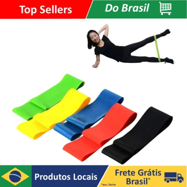 Kit de 5 Faixas Elásticas Thera Mini Band para Fisioterapia e Treinos Multifuncionais no Crossfit