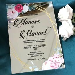 Convite De Casamento De Acrílico, Espelho Cartão Do Convite, Luxo Casamento Idéia, Personalizado, Espelho De Prata, Quinceanera Convite, 10Pcs - Image 2