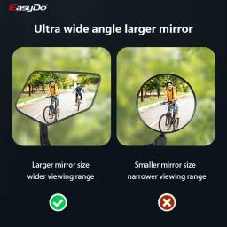 Easydo-espelho retrovisor universal para guidão de bicicleta, durável, ampla gama, ajustável, vidro hd - Image 4