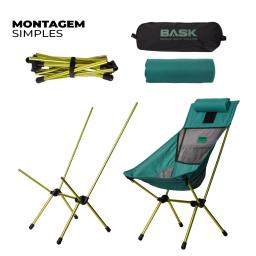Cadeira Articulada Grande Dobrável  Em Alumínio Ultraleve Costas Altas Travesseiro Ar Livre Camping Bask 150kg - Image 4