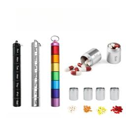 Caixa de comprimidos portátil de liga de alumínio, selada à prova d'água, 7 dias, 7 grades, organizador, tablet para viagens, medicina, vitamina, óleos de peixe - Image 4