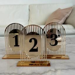 Números de mesa em arco de casamento prateado, decoração moderna para eventos de festa, números de mesa acrílicos, espelho dourado 3d, sinais de mesa - Image 4