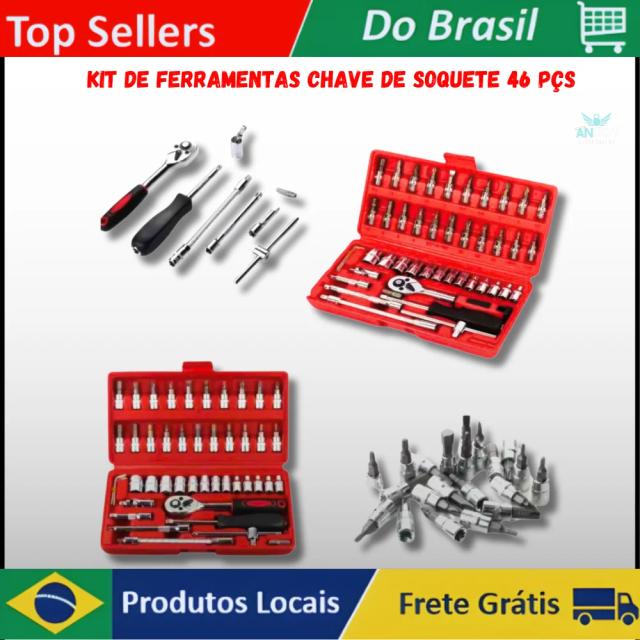 Kit de Ferramentas Profissional com Chave de Soquete - 46 Peças de Alta Qualidade e Durabilidade