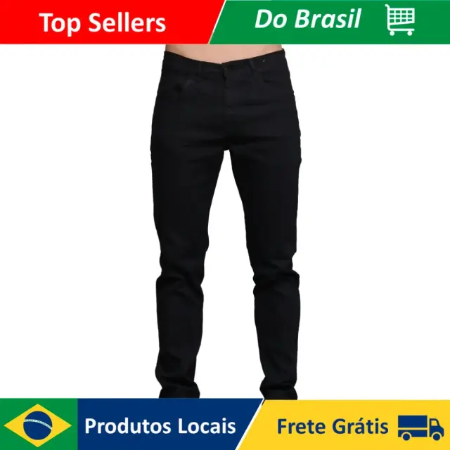 Calça Jeans Masculina Skinny Preta Black Vip Tendência Verão