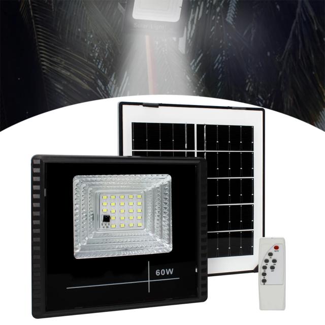 Refletor Solar LED 60W com Placa Solar e Bateria Bivolt à Prova d'Água