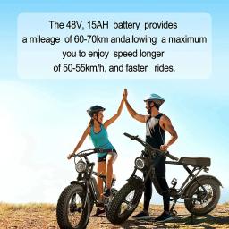 C91 bicicleta elétrica, 1000w, 48v, 17.5ah, 20x4.0, pneu grande, 50 km/h, garfo de alumínio - Image 4
