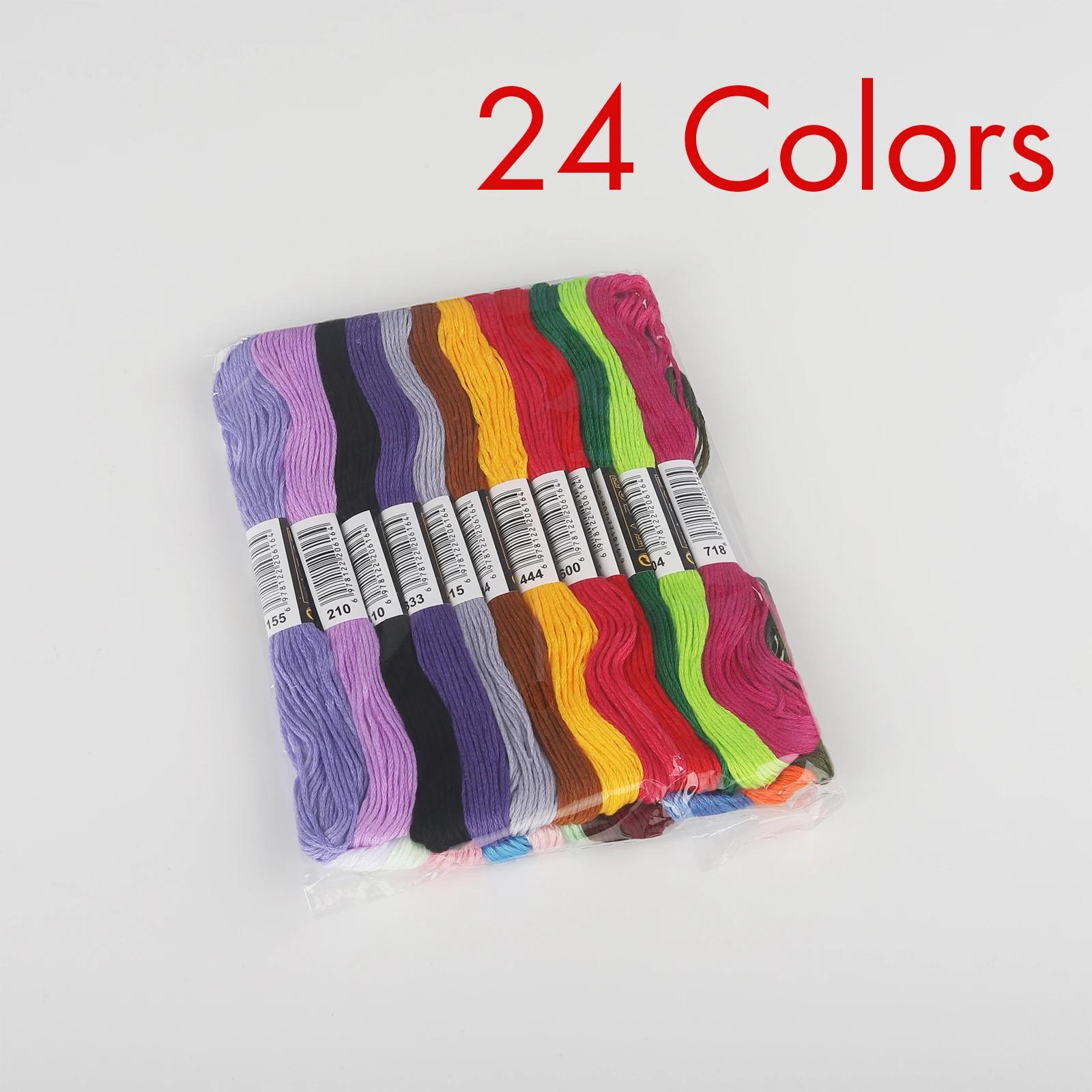 Cores misturadas Linha bordada, meadas de costura de algodão, Kit Fio Ponto Cruz, Ferramentas DIY, Pulseiras, Artesanato, 24 Pcs, 50 Pcs, 100 Pcs, 200 Pcs, 250 Pcs, 447Pcs - Image 1