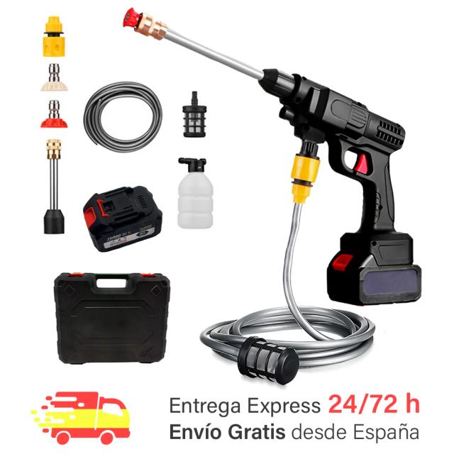 Bateria Portátil Recarregável de 15000mAh para Pistolas de Alta Pressão com Acessórios de Limpeza para Carro, Jardim e Terraço - 45 Min de Autonomia, 25V Máx e 430 PSI