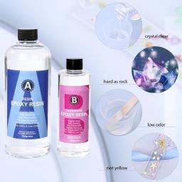 Resina de cola epoxy kit cristal claro fácil mix 3:1 ab resina com varas, copos graduados e luvas para fazer jóias artesanato de arte diy - Image 2