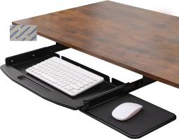 Puxe a bandeja do teclado com a plataforma giratória 360 do rato, metal de aço sob a mesa, preto e cinza resistente, 1 PC - Image 1